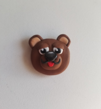 Handmade Clay Bear Head Magnet - $110.35 MXN