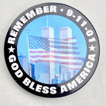 Remember 911 God Bless America Pin Button Pinback Vintage Twin Towers USA 9/11 - £7.86 GBP