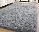 Soft Fluffy Area Rugs For Bedroom Living Room 4X6 Feet, Grey Plush Shag ... - $42.99