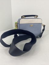 Michael Kors  Mini Mott Crossbody Bag Colorblock Pebbled Leather Blue Wh... - $62.36