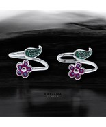 925 Real Sterling Silver women pretty Enamel Toe Ring - Pair - $27.44