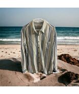 Tommy Bahama Men&#39;s Size L Button Down Stripe Blue White Green Long Sleev... - $20.74