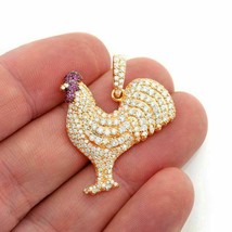  2 Ct Round Cut Diamond Rooster (Chicken) Pendant 14k Yellow Gold Finish for Gif - £125.08 GBP