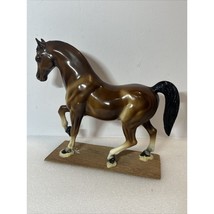 Vintage Breyer Molding Co 1975 Galloping Black Vanes Stallion Prancing 9x10 inch - $17.82