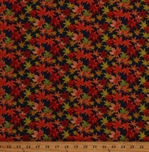 Cotton Autumn Maple Leaves Fall Leaf Navy Blue Fabric Print by the Yard D510.62 - £10.24 GBP