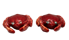 Salt &amp; Pepper Shakers Crab Glass Set 3.25 Inch x 2 Inch No Stoppers Ceramic - $16.69