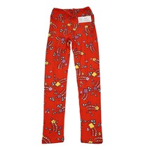 LulaRoe Pants Girls L to XL Red Floral Design Comfortable Leggings - $22.75