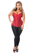 Plus Size Lavish Wine Brocade Over bust Corset with Front Clasp - £58.93 GBP