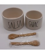 Rae Dunn Guac Salsa Bowls with 2 Wooden Spoons Brand New MSRP $40 - £23.89 GBP