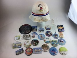 Lot of Vintage Disneyland Buttons Ornaments and Souvenirs Mickey Hat - $37.61