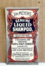 Central Supply Co Antique Label 1910s Dr Meyer&#39;s Liquid Shampoo Quinine ... - £17.29 GBP
