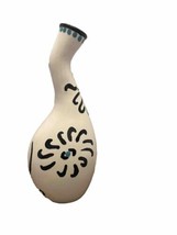 Vase Vessel Ceramic Handpainted Signed Lisa 2011 10 Inch Tall Black Teal... - $23.24