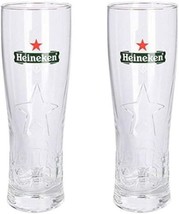 Heineken Signature 16 Ounce Glass - Set of 2 Laser Etched Nucleated Base - $29.65