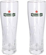 Heineken Signature 16 Ounce Glass - Set of 2 Laser Etched Nucleated Base - £23.42 GBP