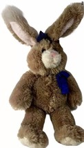 Brown Easter Bunny Rabbit Plush 20” Stuffed Animal Blue Ribbon Sewn Buil... - £10.77 GBP