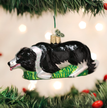 Old World Christmas Herding Border Collie Dog Glass Christmas Ornament 12510 - £10.38 GBP