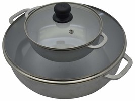 IMUSA USA 2 Piece Cast Aluminum Caldero Set with Glass Lid, Silver - $35.28