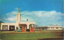 Vtg Cromo Cartolina Est Ely Nevada Nv Miller Service Station Hotel Gas Pompe L5 - £33.18 GBP