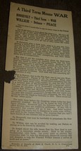 1940 ANTI FDR FRANKLIN ROOSEVELT FLYER HAND BILL WENDELL WILLKIEPECE NOT... - £4.66 GBP