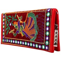 Women Girls clutch handbag with Indian traditional Rajasthan Dance artwork - $26.11