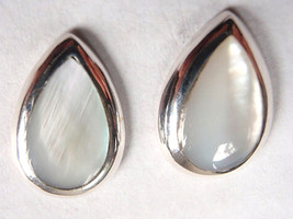 Mother of Pearl Teardrop 925 Sterling Silver Stud Earrings Corona Sun Jewelry - £14.38 GBP