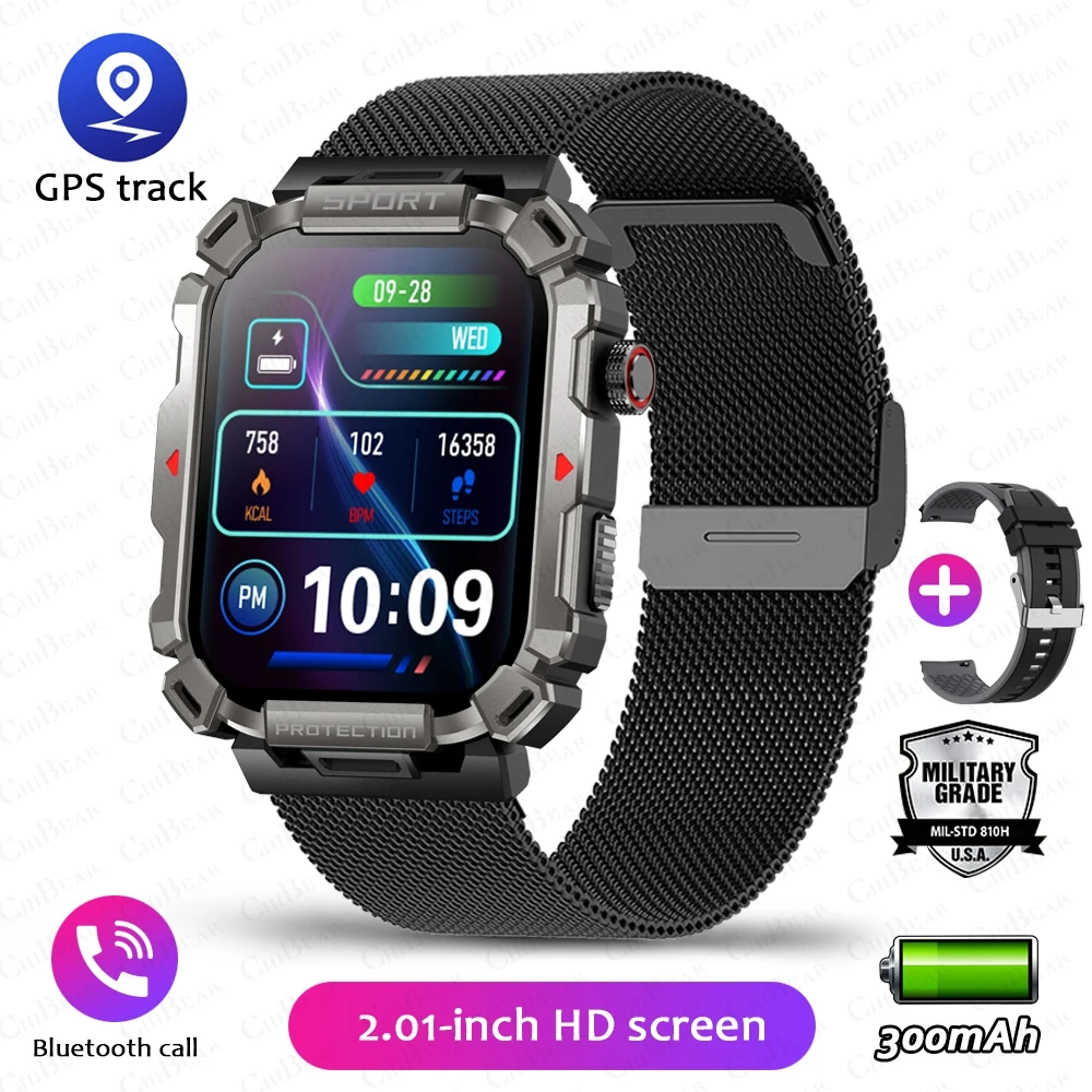 2024  Bluetooth Call Outdoor Sports Fitness Mens Smartwatch 201 HD Heart Rate Bl - £20.77 GBP