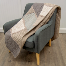 Cozy Donna Sharp Smoky Cobblestone Quilted Cotton Throw Rag Patchwork Plaid Gray - £80.97 GBP