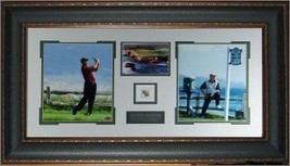 Jack Nicklaus unsigned 2000 US Open 2 Photo Leather Framed w/ Tiger Woods - £171.79 GBP