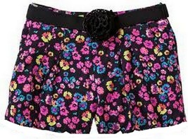 Candies Girls 7-16 Black Belted Elastic Waist Multicolor Floral Belt Shorts - £11.79 GBP