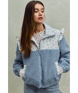 SO ME Faux Fur Sherpa Pull Jacket with Floral Contrast - $76.00