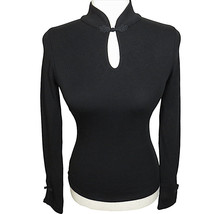 OGL Black Heavy Thermal Mandarin Collar Frog Button Long Sleeve Brami Top SMALL - $45.00