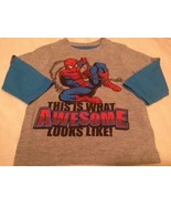 Marvel Spiderman Boys Blue Gray Red Long Sleeve Shirt 12 Months - $6.65 CAD