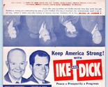 Keep America Strong With Ike and Dick Eisenhower  Bi-Fold 1956 Campaign ... - $23.71