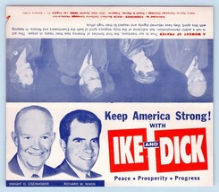 Keep America Strong With Ike and Dick Eisenhower  Bi-Fold 1956 Campaign ... - $23.71