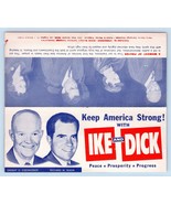 Keep America Strong With Ike and Dick Eisenhower  Bi-Fold 1956 Campaign ... - £18.92 GBP