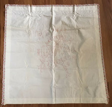 Antique Victorian Embroidered Pillow Cover Morning Glories Saying  33”-32” - €21,65 EUR