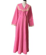 Vintage Vanity Fair Long Velour Robe Large Lace Trim Collar Sz 16 Barbie... - $34.88