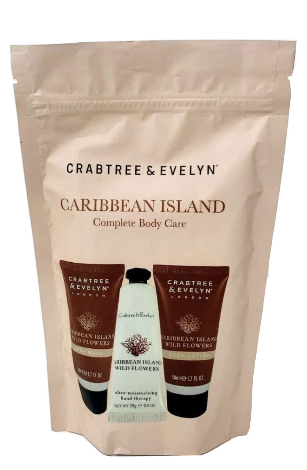 CRABTREE & EVELYN CARIBBEAN ISLAND BODY CARE SET WASH, LOTION, HAND THERAPY NEW - $29.69