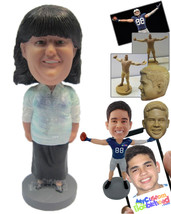 Personalized Bobblehead Lady Wearing A Long-Sleeved Top And Long Skirt With Penc - £72.74 GBP