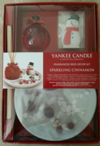 Yankee Candle Sparkling Cinnamon Fragranced Reed Decor Set Snowman Snowflakes Ne - £19.98 GBP
