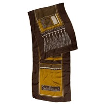 VTG Giorgio Di Sant&#39; ANGELO Brown Gold Silk Scarf Fringe Print Oblong 70... - $42.77
