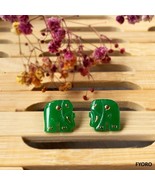 Shanghainese Jade Elephant Stud Earrings (with 14K Gold) - £215.28 GBP