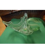 Beautiful Art Glass Swirl design Green  SWAN BOWL Centerpiece #4 - £29.39 GBP