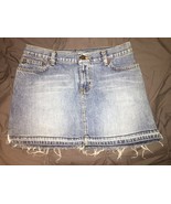 Abercrombie &amp; Fitch Medium Blue Unfinished Hem Jean Mini Skirt Size 0 - £7.85 GBP