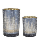 Navy Pine Tree Glass Candle Holder (Set of 2) - $80.30 CAD