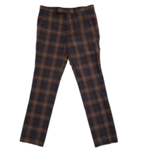 Twisted Tailor Pants Mens 28 S Brown Tartan Plaid Wool Blend Trousers Sl... - $18.28