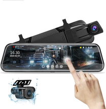10&#39;&#39; Mirror Dash Cam Night Vision 1080P FHD Full Touch Screen Front and Rear - £79.86 GBP