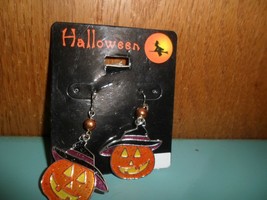 Halloween earrings New on card orange jack o lanterns. french wire - £4.59 GBP