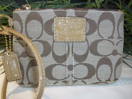 Coach Bleecker Signature Wristlet Khaki Tattersall Plaid Lining NWOT  - £18.79 GBP