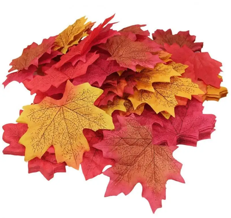 Sporting 50-1000Pieces Artificial Silk Maple Leaves Fabric Tree Leaf DIY Wedding - £23.90 GBP
